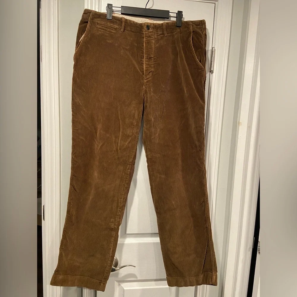 J. Crew Mens Size 38x32 Brown Heavyweight Cotton Corduroy Pants Button Fly